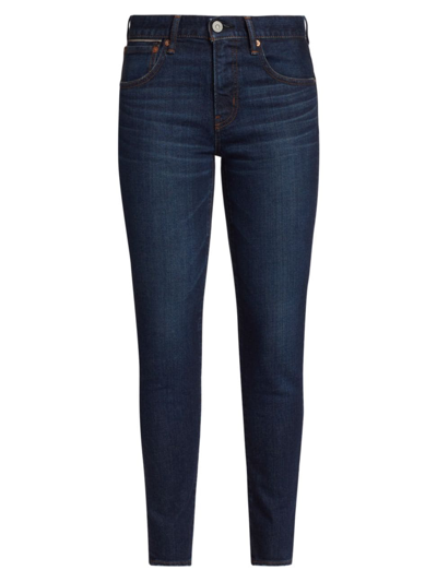 Shop Moussy Vintage Women's Shandon Mid-rise Skinny Jeans In Dark Blue