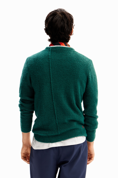 Shop Desigual Embroidered Wool Pullover In Green
