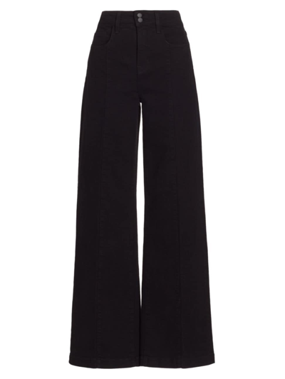 Shop L Agence Women's Janine Wide-leg Seamed Jeans In Saturated Black