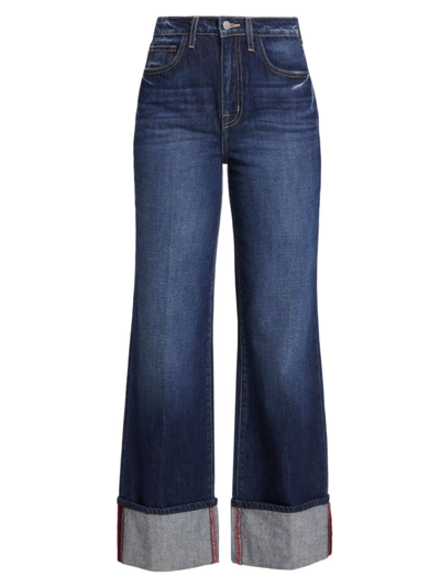 Shop L Agence Women's Miley Wide-leg Cuff Jeans In Denmark