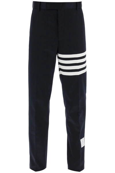 Shop Thom Browne 4 Bar Pants In Cotton Twill