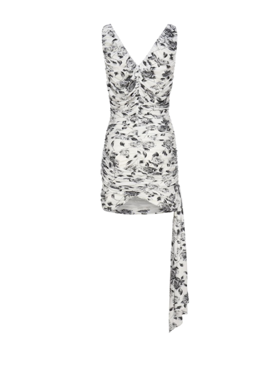 Shop Magda Butrym Sleeveless Jersey Minidress With Sash In Black, White