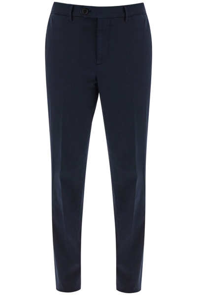 Shop Brunello Cucinelli Italian Fit Pants In American Pima Cotton In Navy (blue)
