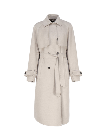 Shop Max Mara Oversized Cashmere Trench Coat In Albino