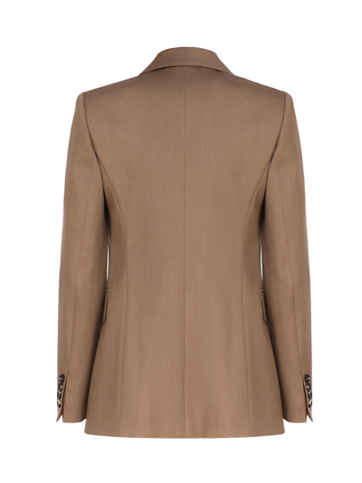 Shop Max Mara Double-breasted Wool Blazer In Beige