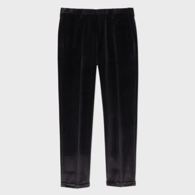 Shop Paul Smith Slim-fit Black Cotton Velvet Trousers In Blacks