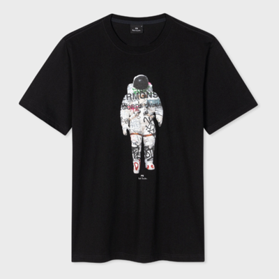 Shop Ps By Paul Smith Organic Cotton 'astronaut' T-shirt Black