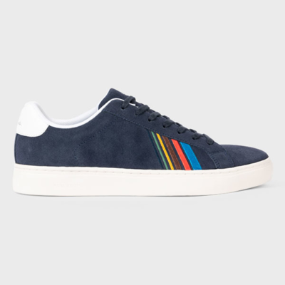 Shop Paul Smith Navy Suede 'sports Stripe' 'rex' Trainers Blue In Blues