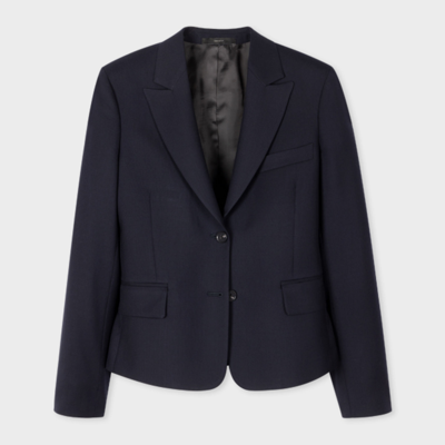 Shop Paul Smith Women's Navy Cropped 'a Suit To Travel In' Wool Blazer Blue In Blues