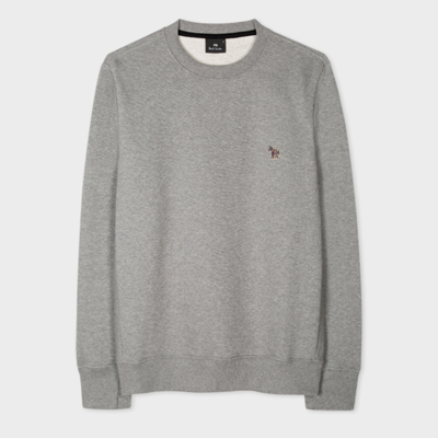 Paul Smith Mens Reg Fit Sweatshirt Zebra In Grey Marl