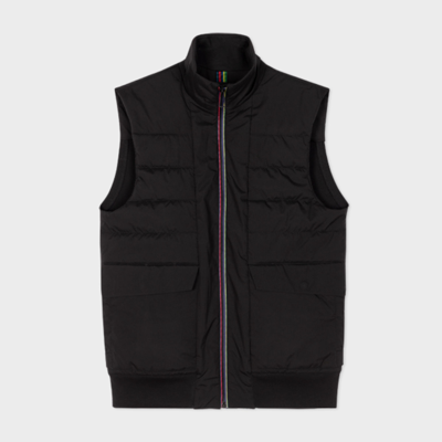 Shop Ps By Paul Smith Black Mixed Media Wadded Gilet
