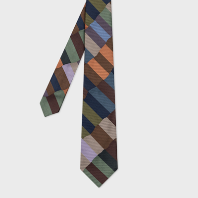 Shop Paul Smith Men Tie Overlap Check In Multicolour