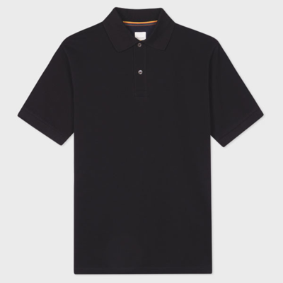 Paul Smith Black Cotton 'artist Stripe' Placket Polo Shirt In Blacks