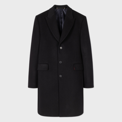 Paul Smith Mens Single-breasted Wool-cashmere Blend Coat In Blacks