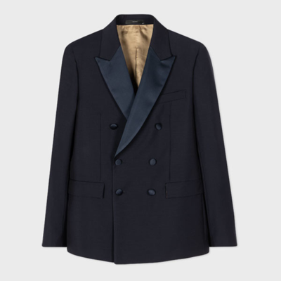 Shop Paul Smith Men's Navy Wool-mohair Double-breasted Evening Blazer Blue In Blues