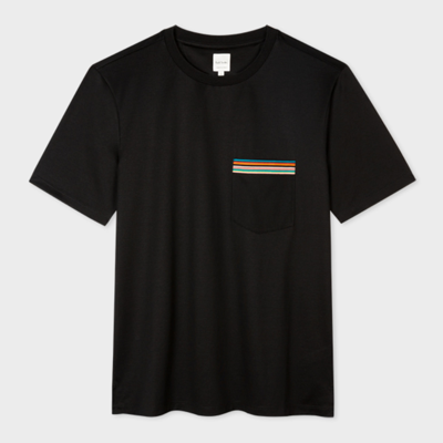 Shop Paul Smith Gents Tshirt Stripe Pkt In Blacks