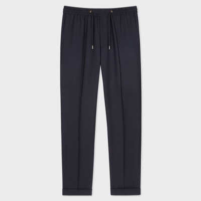 Shop Paul Smith A Suit To Travel In - Slim-fit Navy Drawstring-waist Wool Trousers Blue