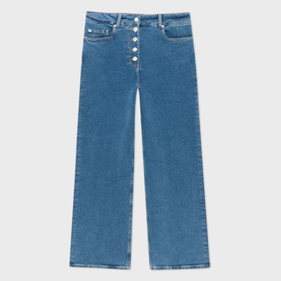Shop Paul Smith Womens Wide Leg Cropped Jean In Blue