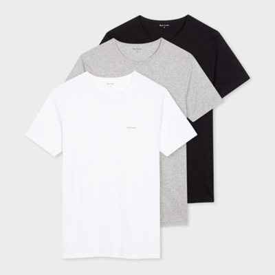 Shop Paul Smith Mixed Colour Organic Cotton Logo Lounge T-shirts Three Pack Multicolour