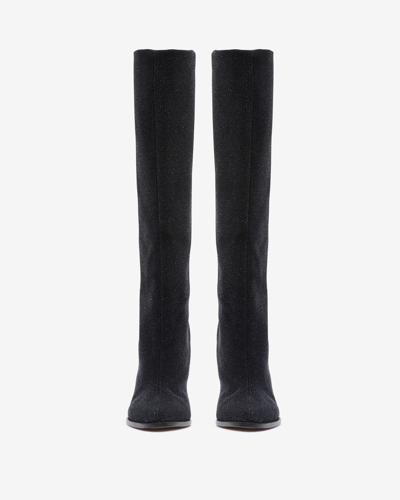 Shop Isabel Marant Ririo Glitter Suede Boots In Black