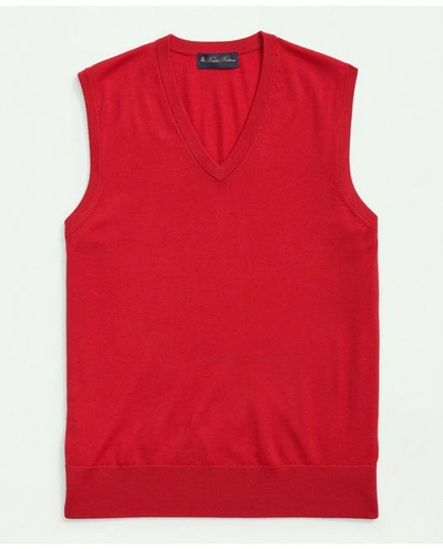 Shop Brooks Brothers Fine Merino Wool Sweater Vest | Red | Size 2xl