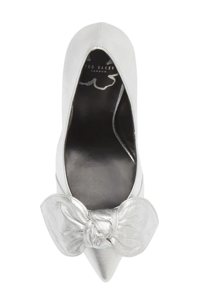 Shop Ted Baker Ryal Metallic Bow Court Pump In Silver