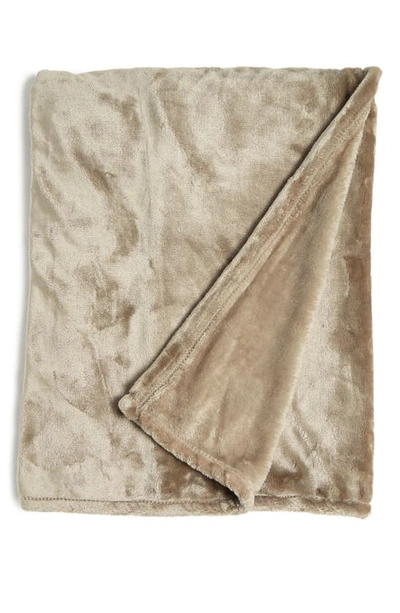 Shop Northpoint Solid Lux Velvet Throw Blanket In Chino