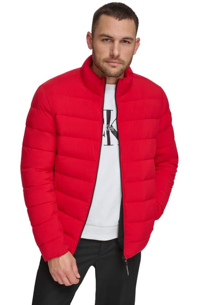 Calvin Klein Men's Stretch Puffer Jacket In Deep Red