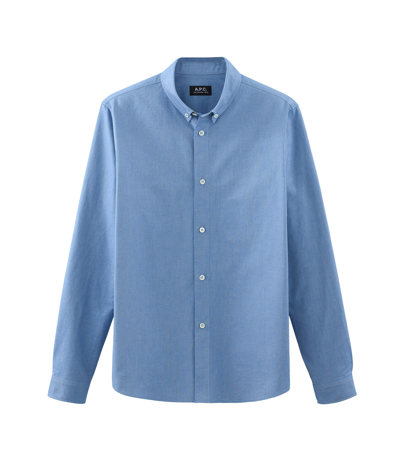 Shop Apc Button-down Shirt In Iaa - Blue