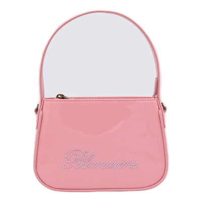 Shop Blumarine Logo Embellished Shoulder Bag In Pink
