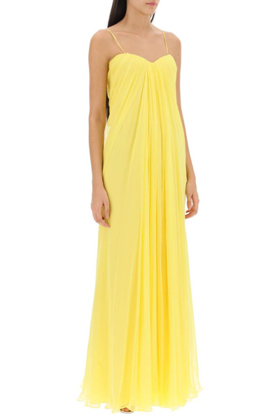 Shop Alexander Mcqueen Draped Strapless Dress In Yellow