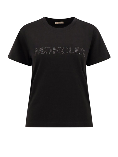 Shop Moncler Logo Embellished Crewneck T In Black