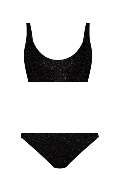 Shop Oseree Oséree Lumiere Shimmer Bikini Set In Black