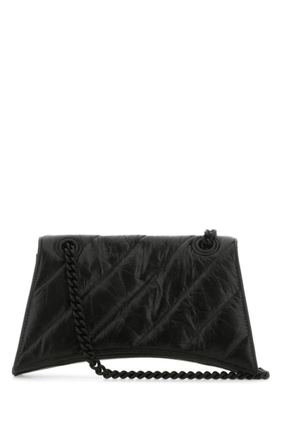 Shop Balenciaga Woman Black Leather Crush S Shoulder Bag