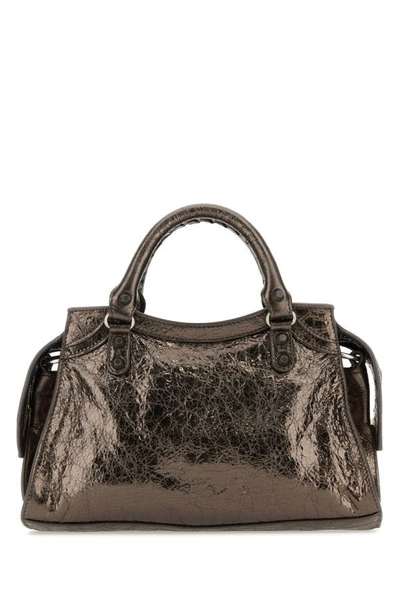 Shop Balenciaga Woman Bronze Nappa Leather Neo Cagole Xs Handbag In Silver