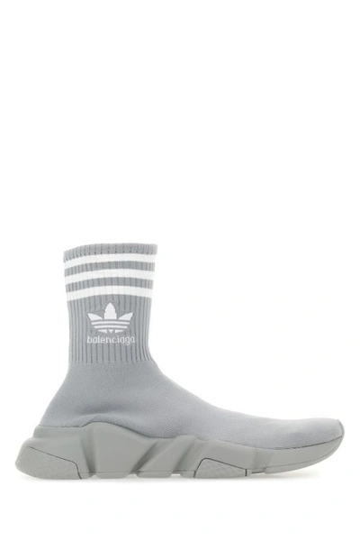 Shop Balenciaga Woman Grey Tech Knit Speed Sneakers In Gray