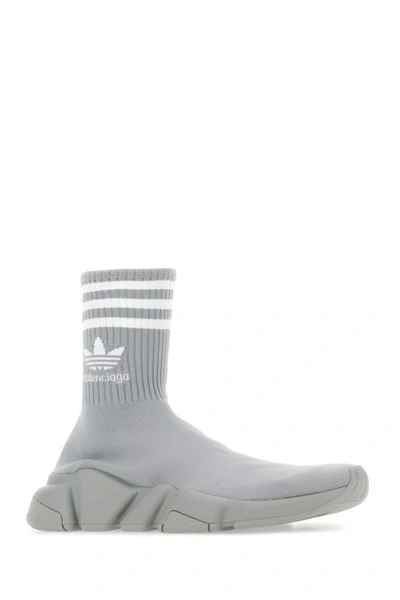 Shop Balenciaga Woman Grey Tech Knit Speed Sneakers In Gray
