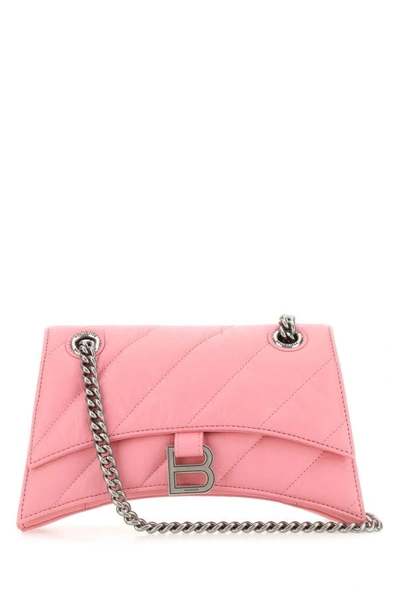 Shop Balenciaga Woman Pink Leather Crush S Shoulder Bag