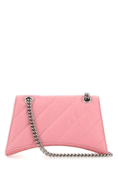 Shop Balenciaga Woman Pink Leather Crush S Shoulder Bag
