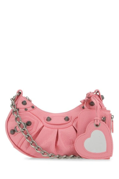 Shop Balenciaga Woman Pink Nappa Leather Le Cagole Xs Crossbody Bag