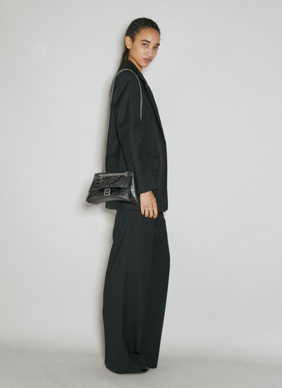Shop Balenciaga Women Crush Chain Shoulder Bag In Gray