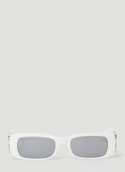 Shop Balenciaga Women Dynasty Rectangular Sunglasses In White
