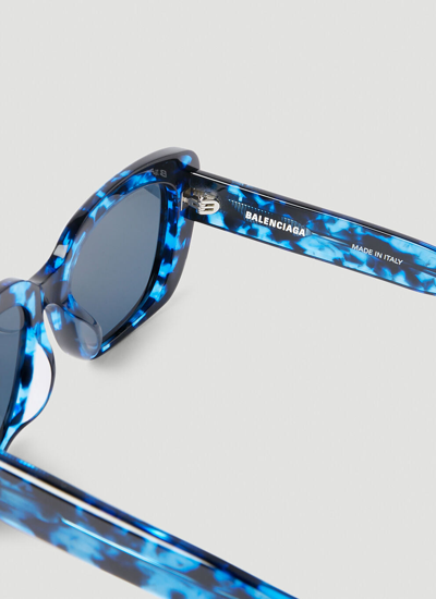 Shop Balenciaga Women Monaco Square Tortoiseshell Sunglasses In Blue
