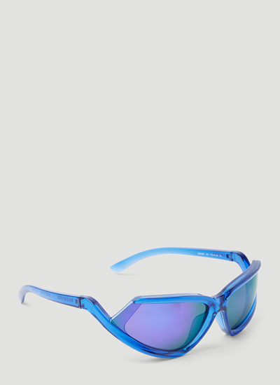 Shop Balenciaga Women Side Xpander Cat Sunglasses In Blue