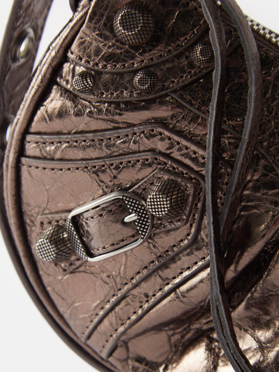 Shop Balenciaga Women Xs Le Cagole Leather Shoulder Bag In Brown