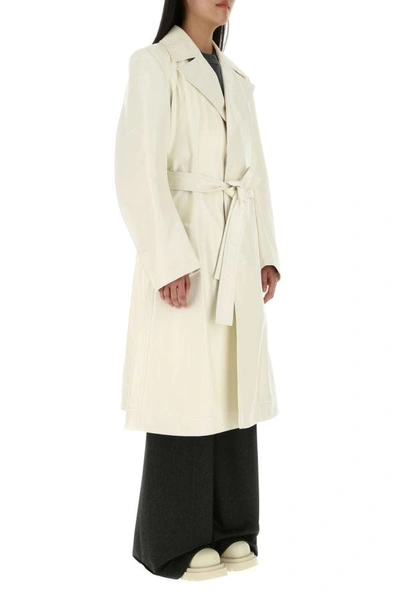Shop Bottega Veneta Woman Ivory Leather Coat In White