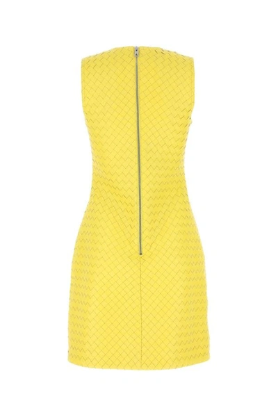 Shop Bottega Veneta Woman Yellow Leather Dress