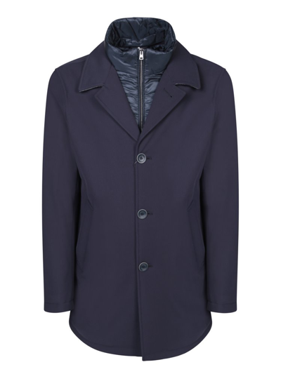 Shop Herno Double Layered High Neck Jacket In Navy