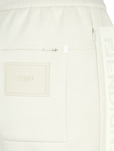Shop Fendi Women White Fleece Trousers