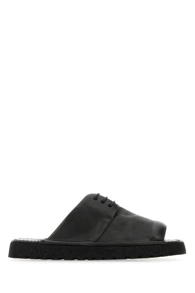 Shop Marsèll Marsell Man Black Leather Sanpomice Slippers